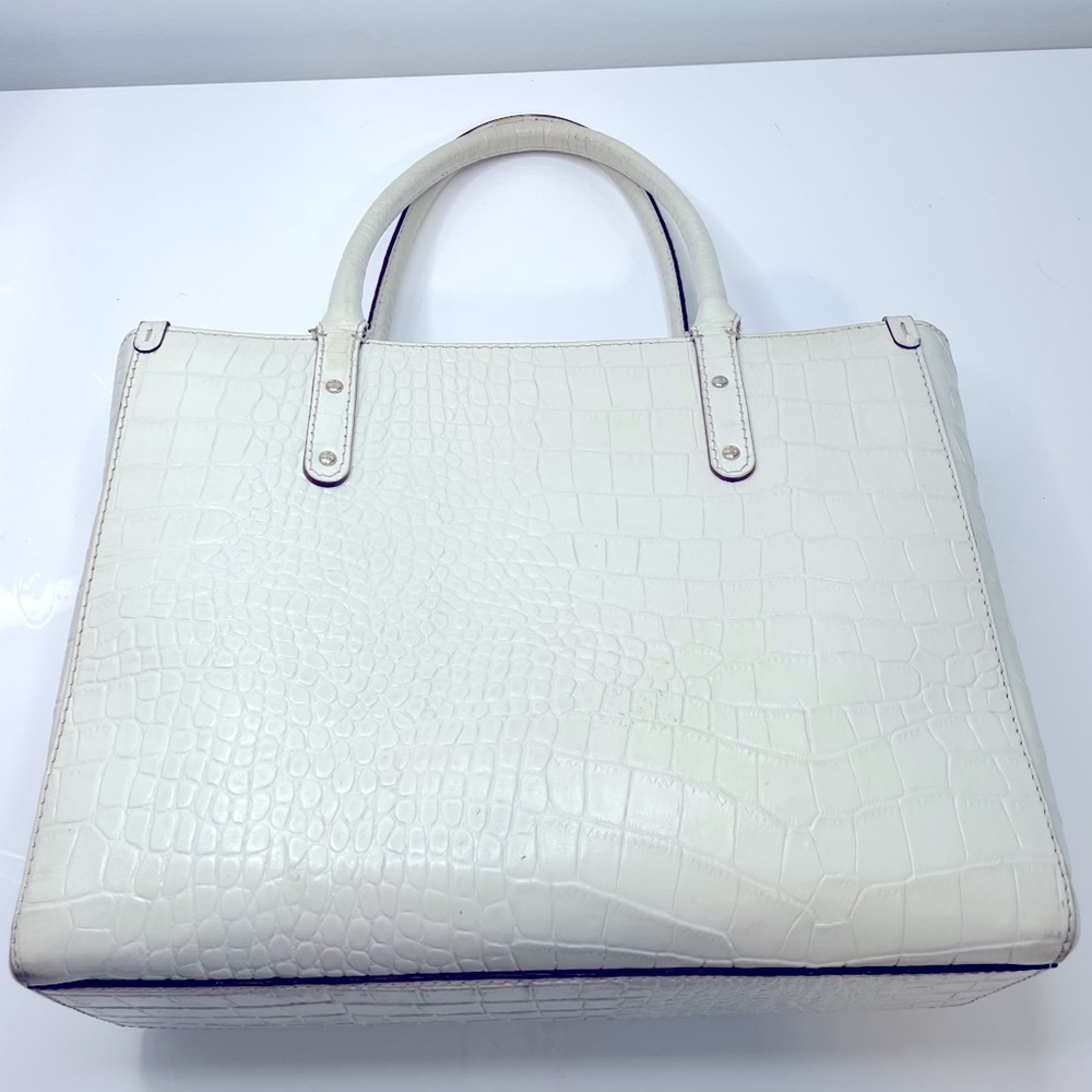 VINTAGE RARE KATE SPADE WHITE ALLIGATOR PRINT - Picture 4 of 7